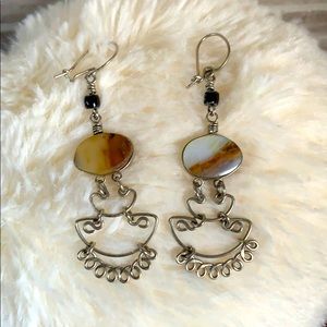 Vintage marble metallic hanging earrings